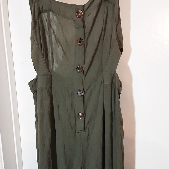 Lilyful Pants - Olive Green Button-Front Jumpsuit